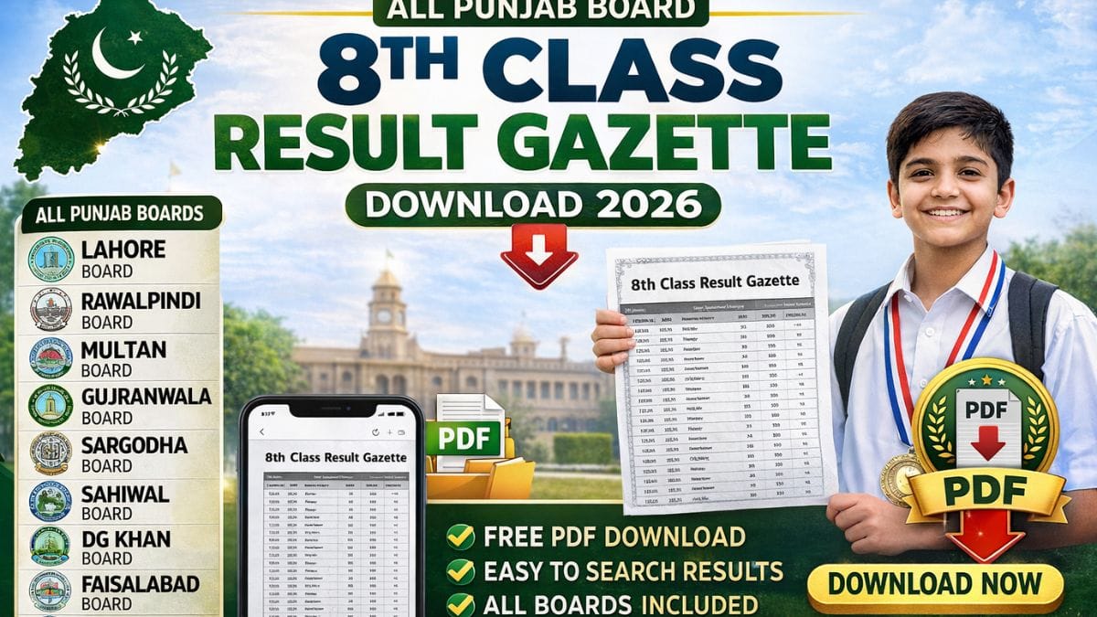 All Punjab Board 8th Class Result Gazette Download 2026 PECTAA